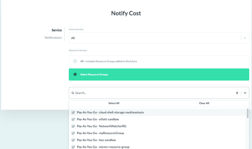 Sample Azure Notify Cost Configuration