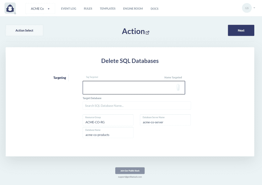 Delete SQL Databases: name targeted