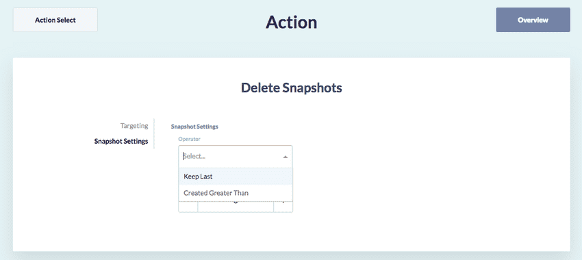 Action Snapshot Retention Policy